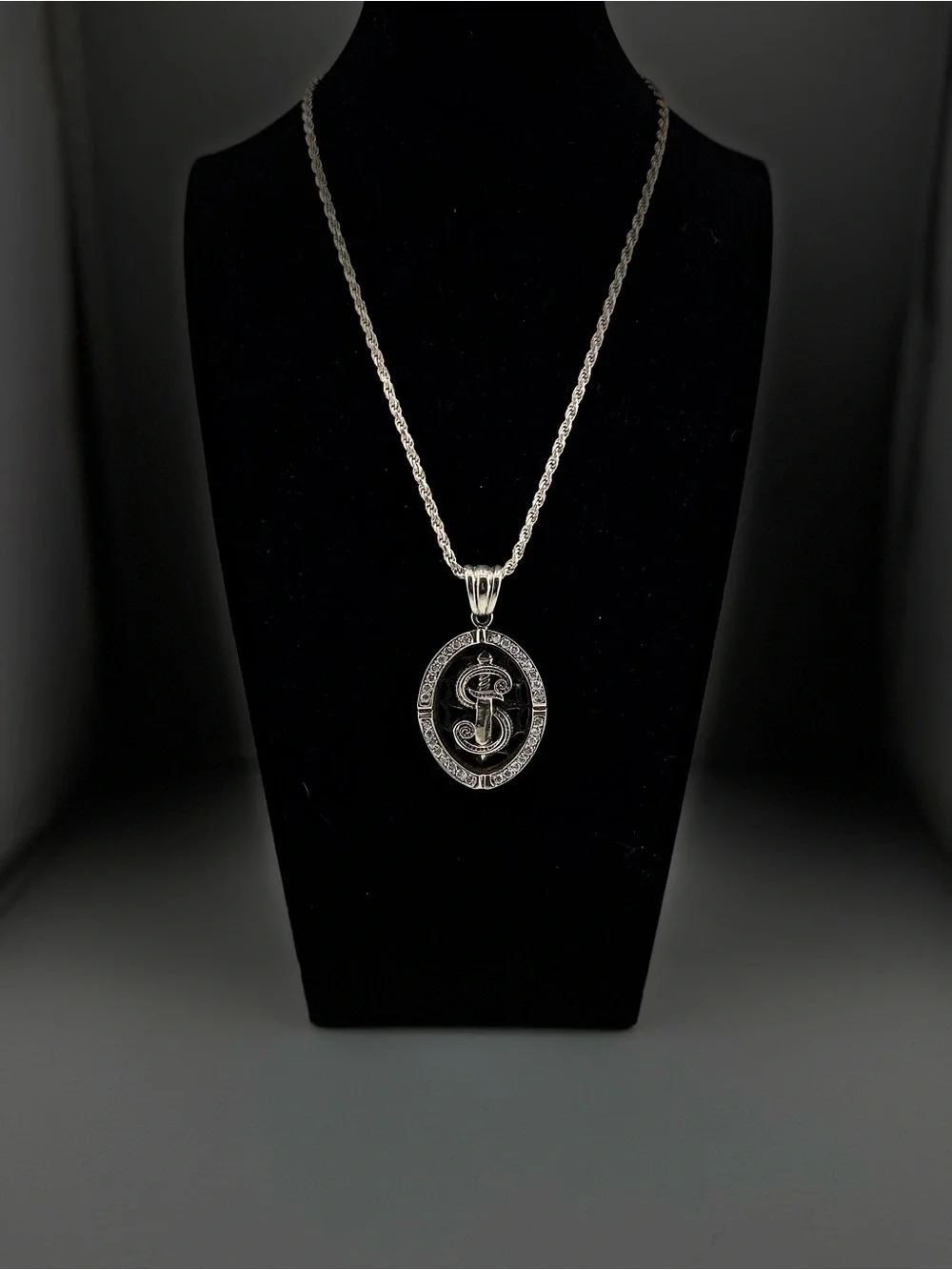 Sterling Silver 925 Monogram 'S’ or ‘$’ Pendant Necklace